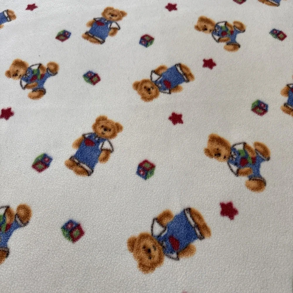 Cherokee‎ Baby Blue Jean Teddy Bear Fleece Baby Blanket Hearts Stars 31x40